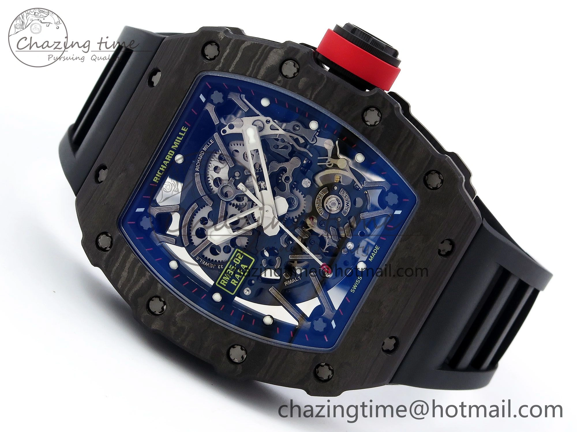 Original RM035-02 NTPT ZF 1:1 Best Edition Skeleton Dial on Black Rubber Strap RMAL1 Super Clone V 9285