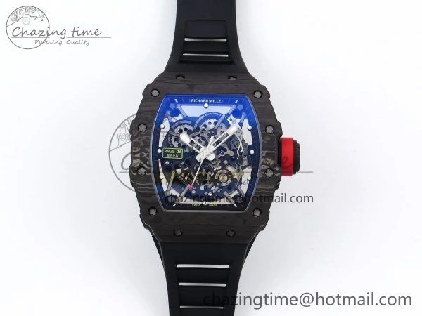 Original RM035-02 NTPT ZF 1:1 Best Edition Skeleton Dial on Black Rubber Strap RMAL1 Super Clone V 9285