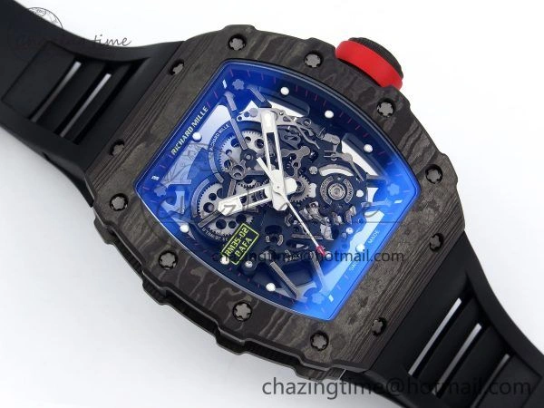 Original RM035-02 NTPT ZF 1:1 Best Edition Skeleton Dial on Black Rubber Strap RMAL1 Super Clone V 9285