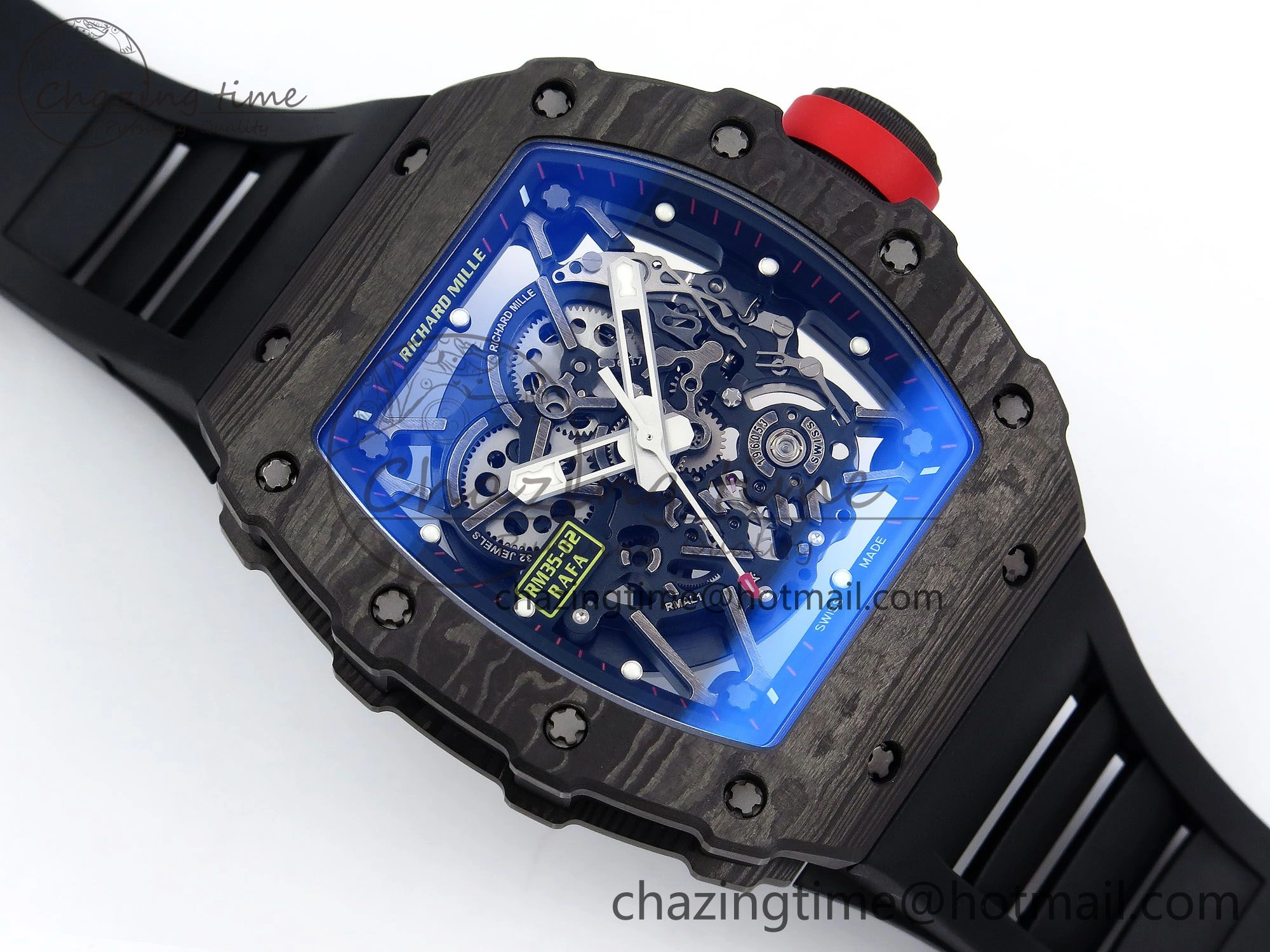 Original RM035-02 NTPT ZF 1:1 Best Edition Skeleton Dial on Black Rubber Strap RMAL1 Super Clone V 9285