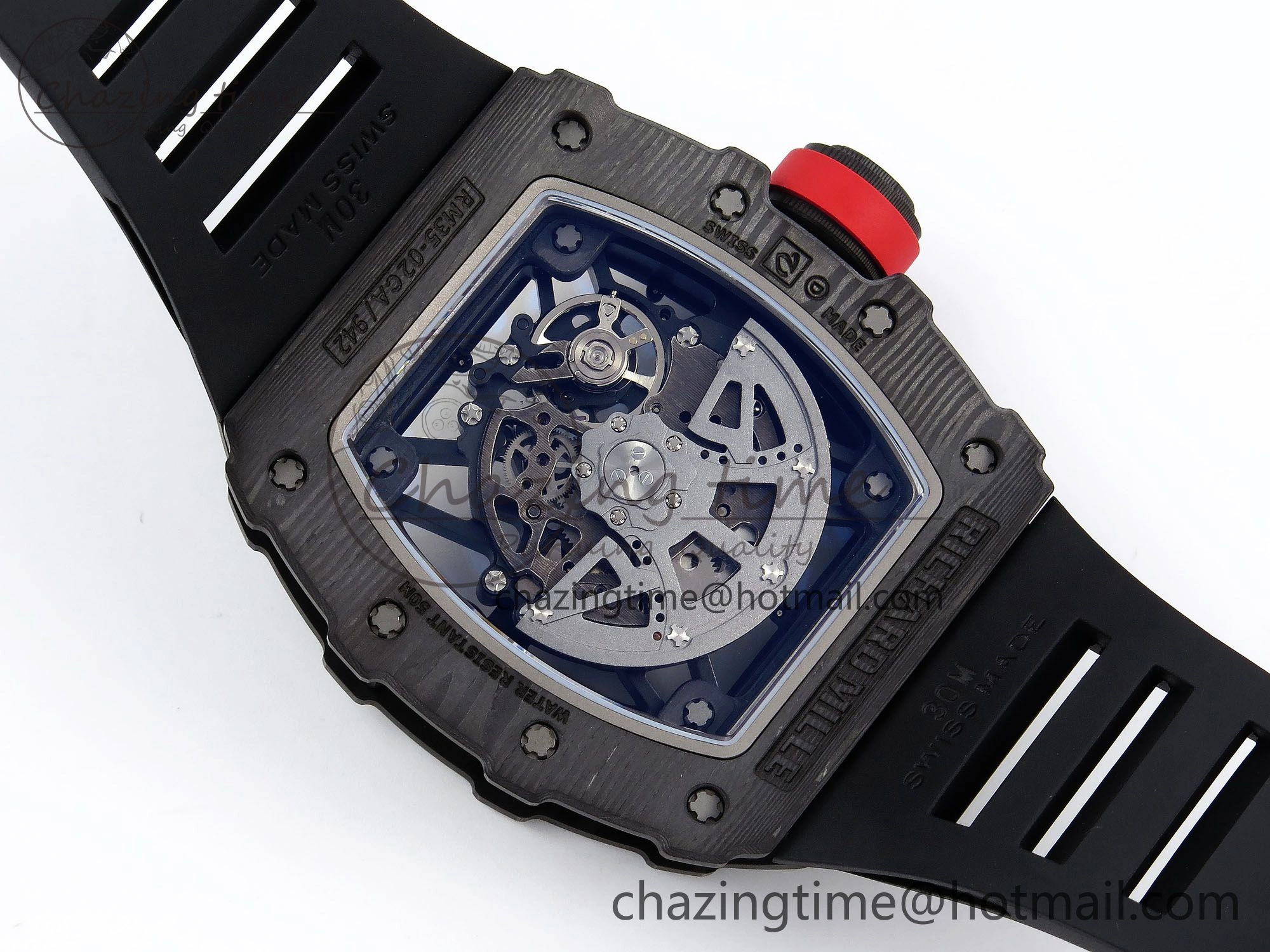 Original RM035-02 NTPT ZF 1:1 Best Edition Skeleton Dial on Black Rubber Strap RMAL1 Super Clone V 9285