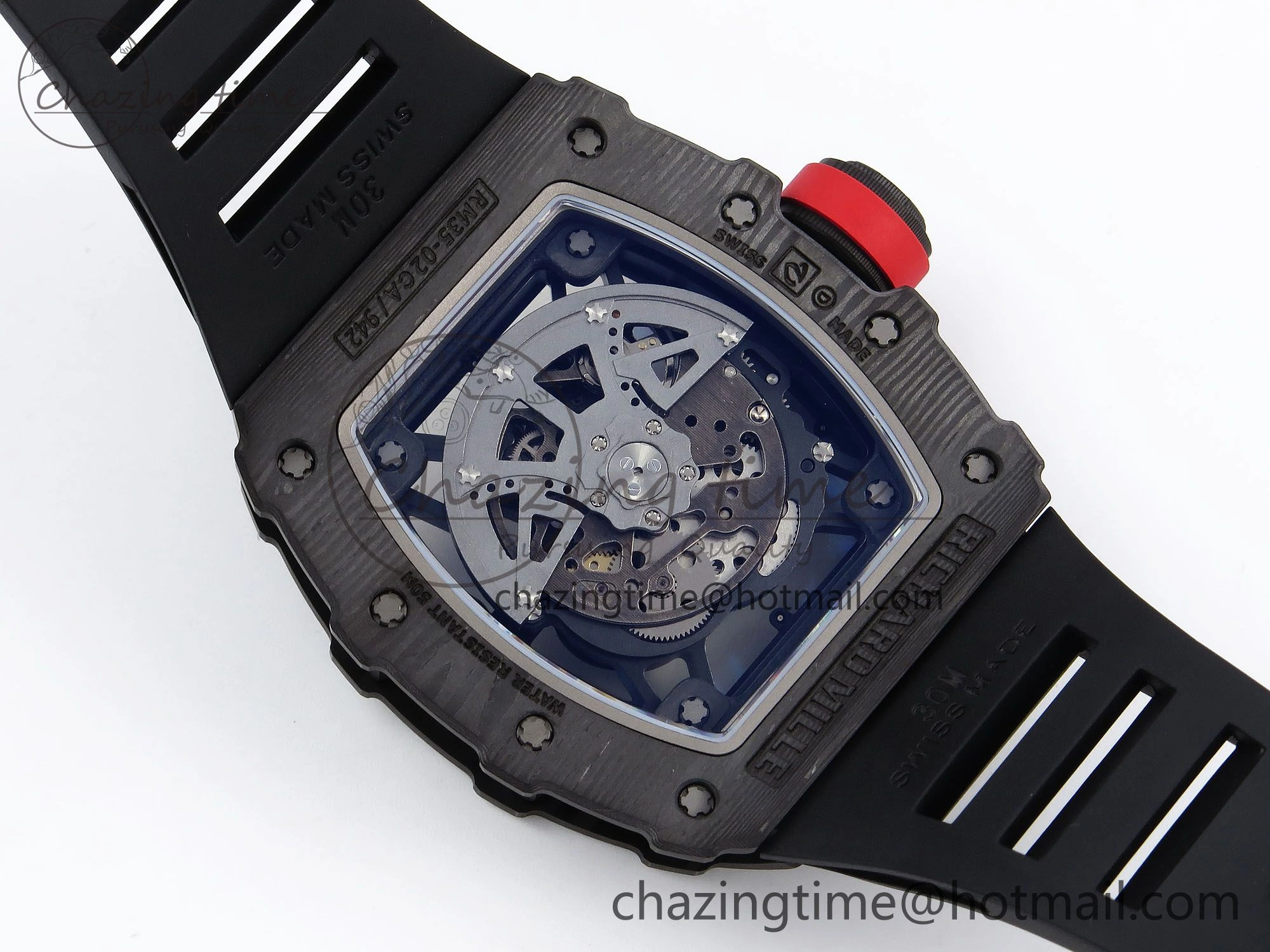 Original RM035-02 NTPT ZF 1:1 Best Edition Skeleton Dial on Black Rubber Strap RMAL1 Super Clone V 9285