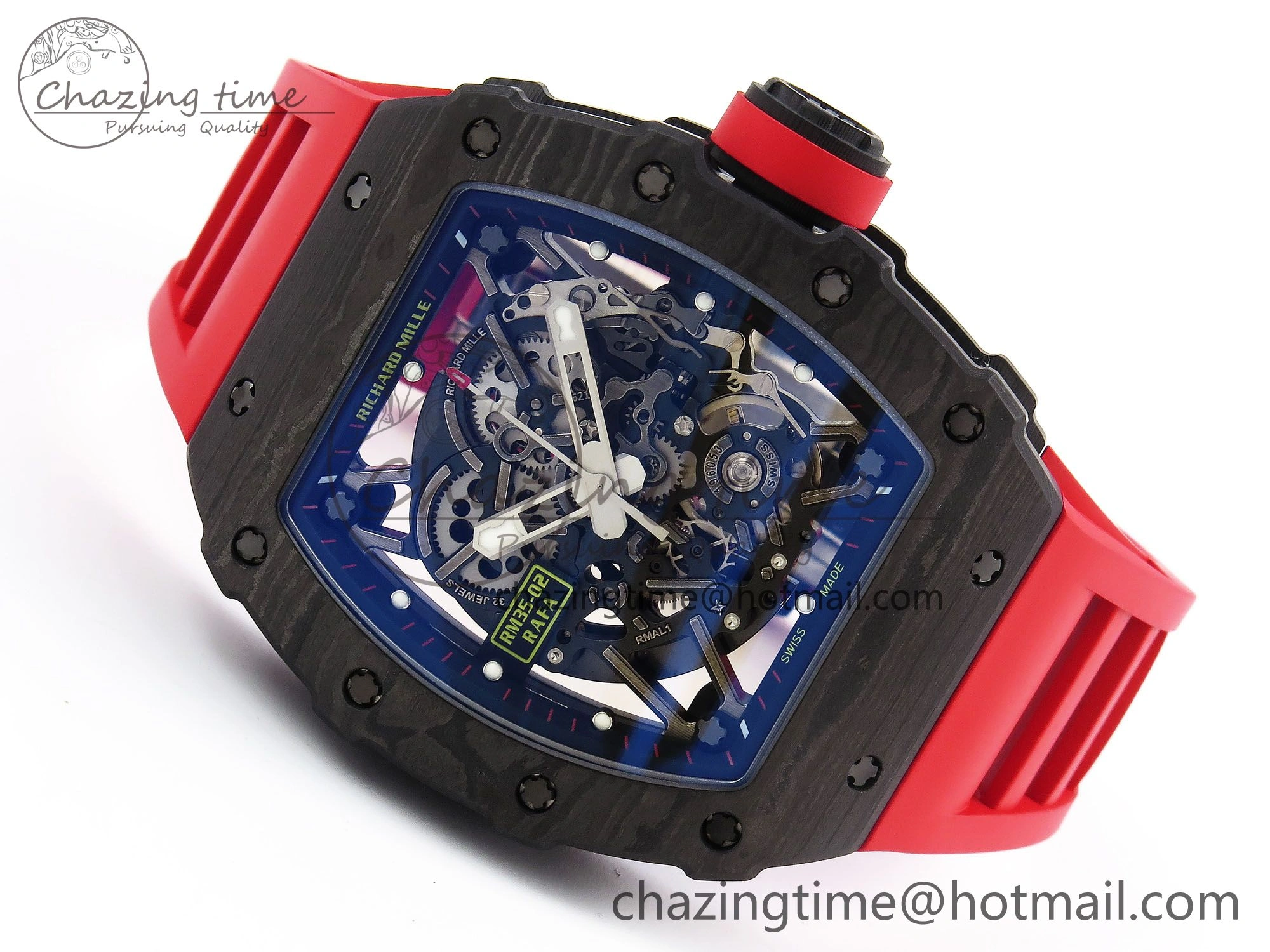 RM035-02 NTPT ZF 1:1 Best Edition Skeleton Dial on Red Rubber Strap RMAL1 Super Clone V Supportive 9283