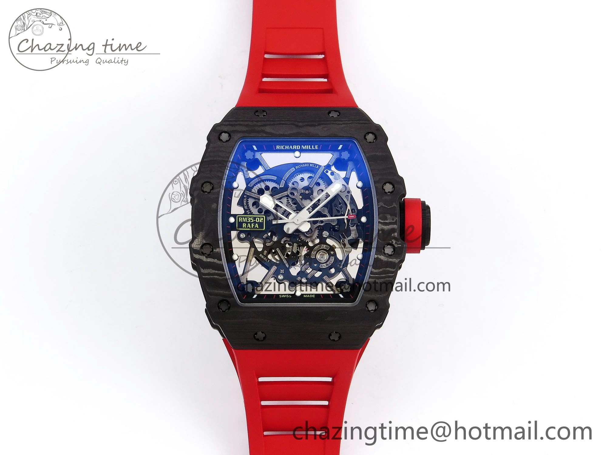 RM035-02 NTPT ZF 1:1 Best Edition Skeleton Dial on Red Rubber Strap RMAL1 Super Clone V Supportive 9283