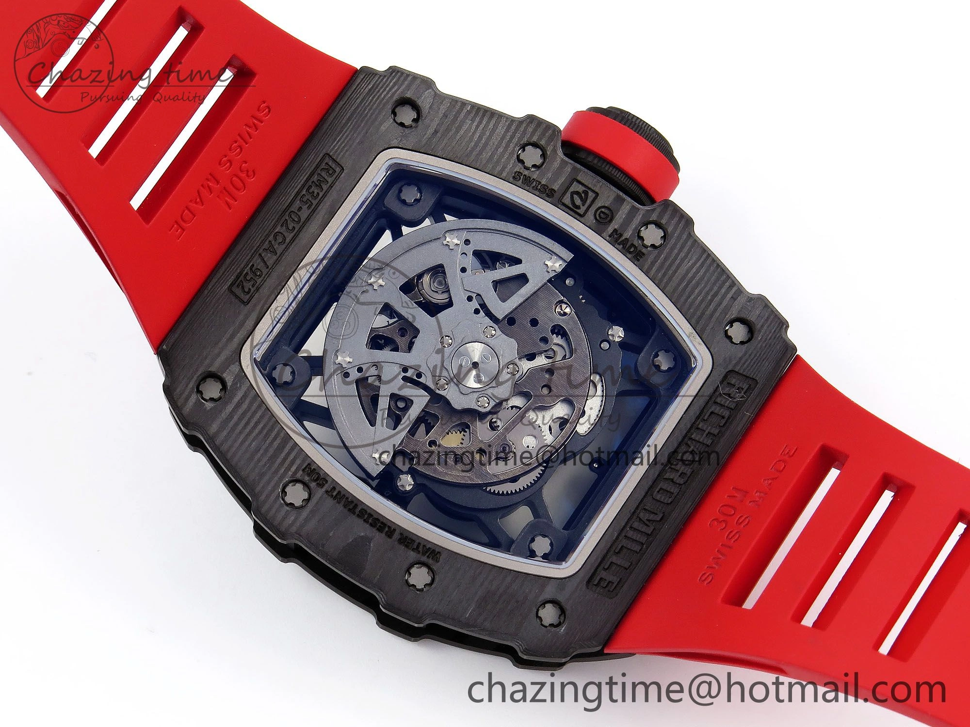 RM035-02 NTPT ZF 1:1 Best Edition Skeleton Dial on Red Rubber Strap RMAL1 Super Clone V Supportive 9283