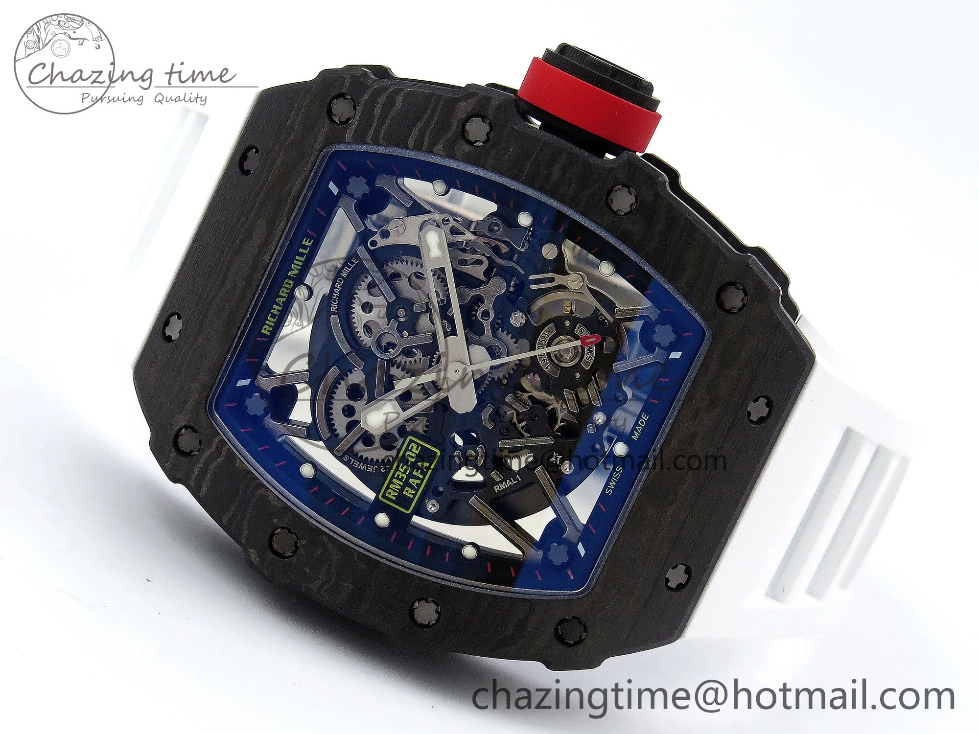 Timeless RM035-02 NTPT ZF 1:1 Best Edition Skeleton Dial on White Rubber Strap RMAL1 Super Clone V 9284