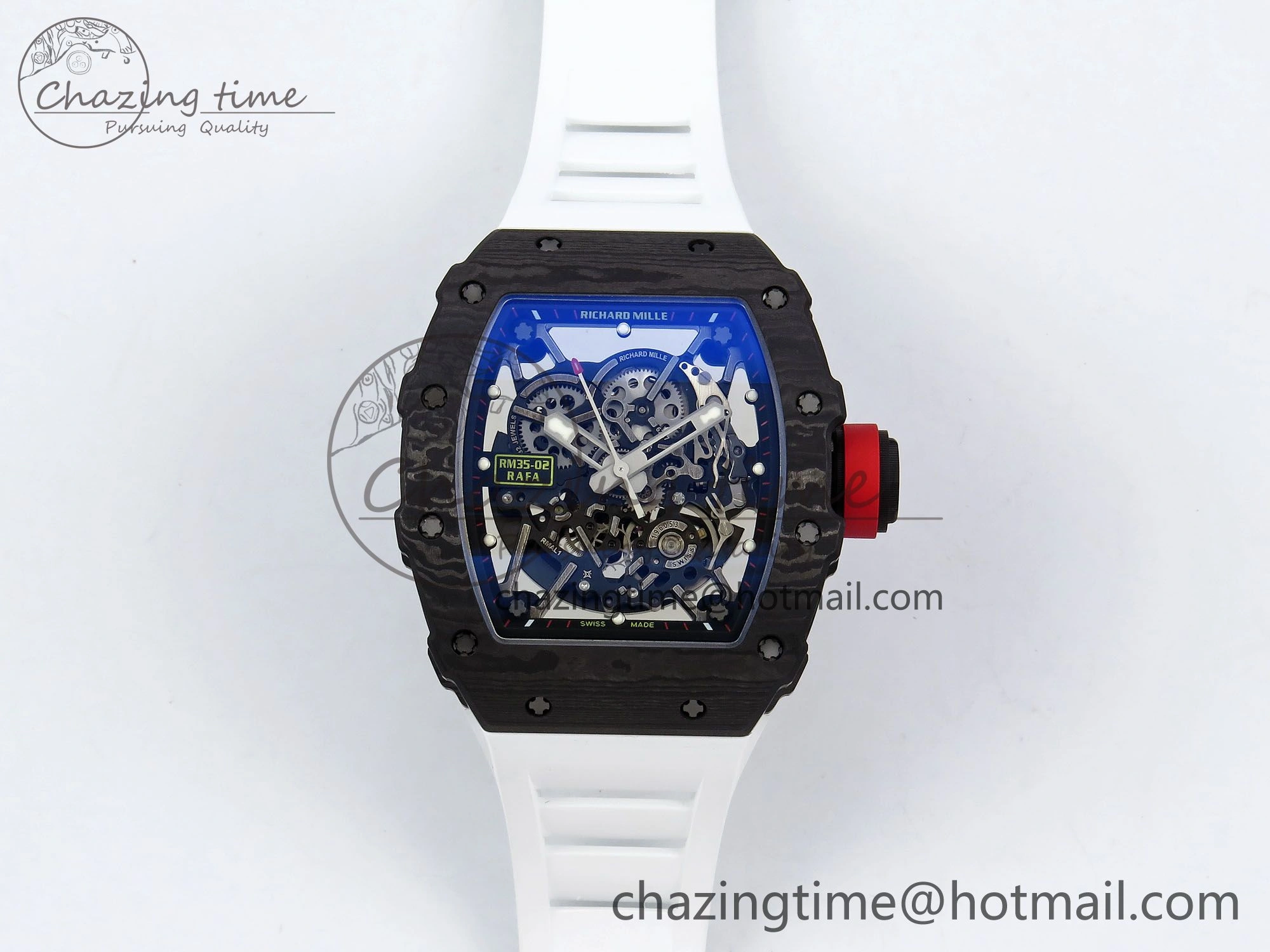 Timeless RM035-02 NTPT ZF 1:1 Best Edition Skeleton Dial on White Rubber Strap RMAL1 Super Clone V 9284