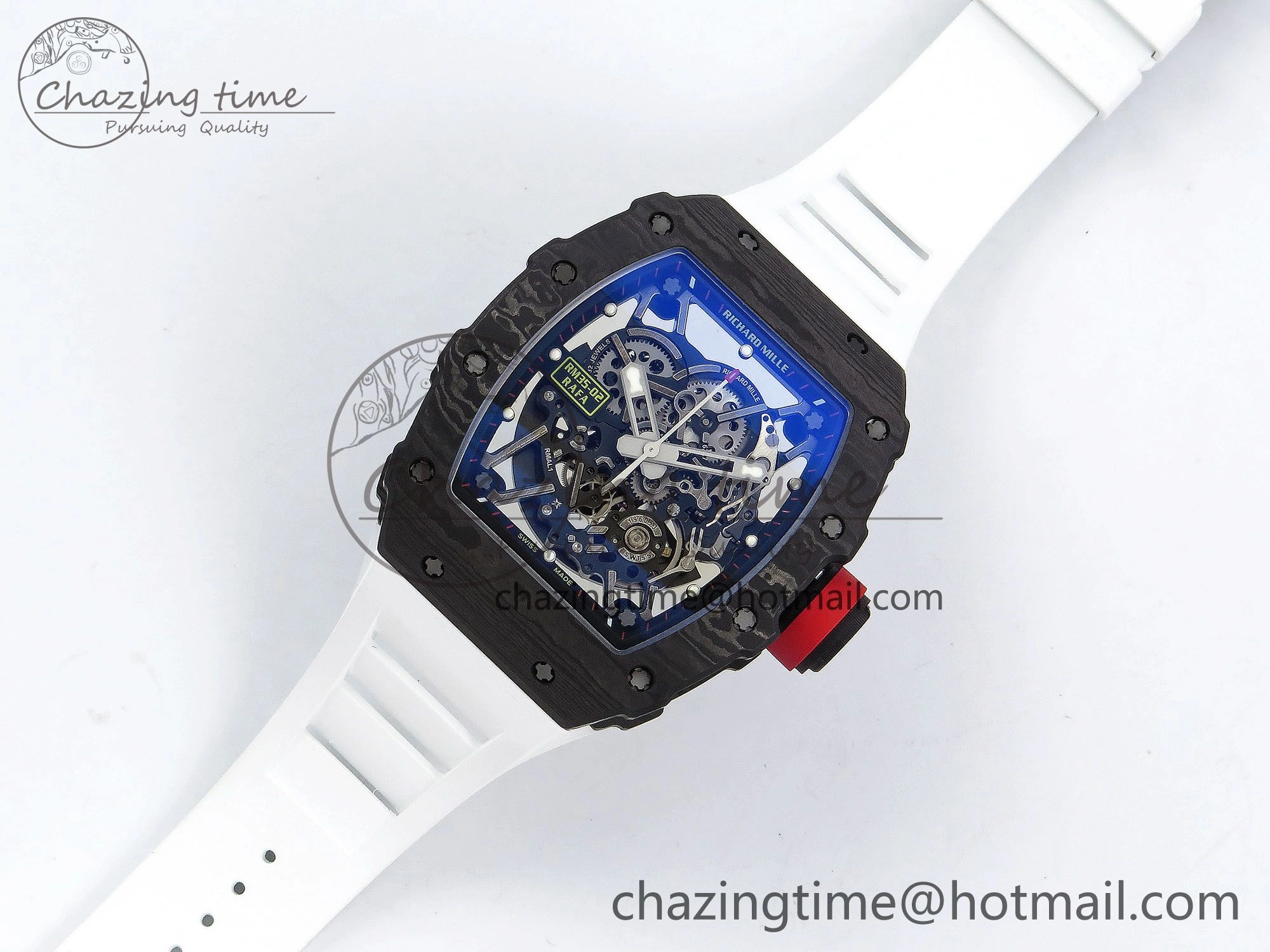 Timeless RM035-02 NTPT ZF 1:1 Best Edition Skeleton Dial on White Rubber Strap RMAL1 Super Clone V 9284