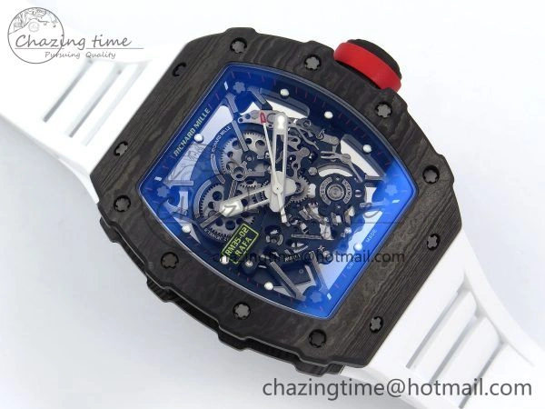 Timeless RM035-02 NTPT ZF 1:1 Best Edition Skeleton Dial on White Rubber Strap RMAL1 Super Clone V 9284