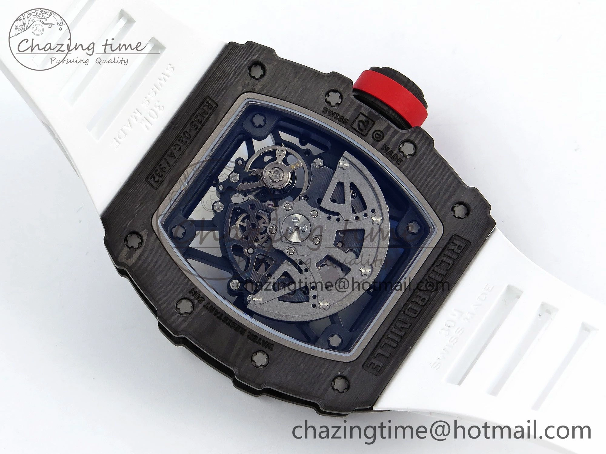 Timeless RM035-02 NTPT ZF 1:1 Best Edition Skeleton Dial on White Rubber Strap RMAL1 Super Clone V 9284