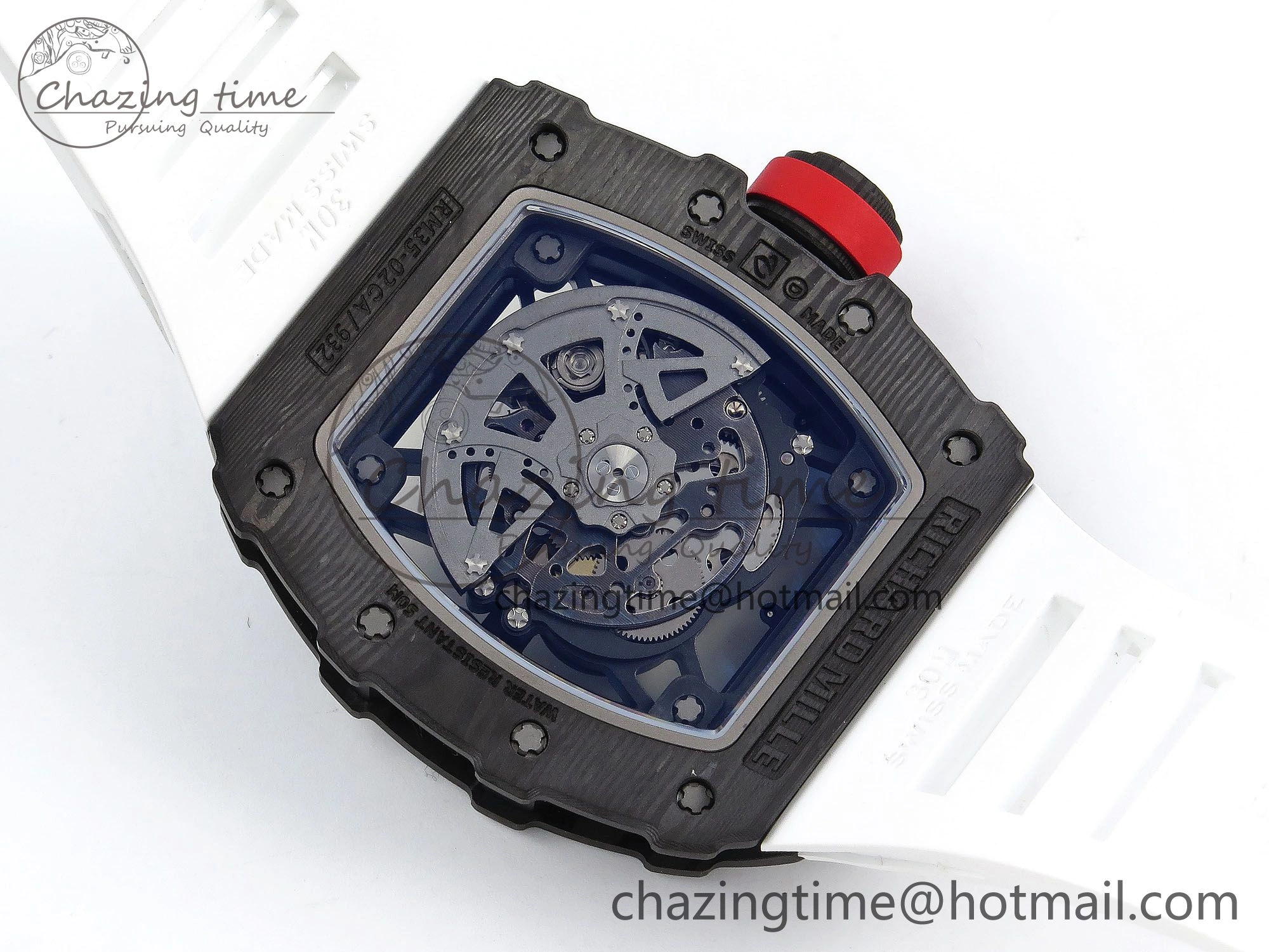 Timeless RM035-02 NTPT ZF 1:1 Best Edition Skeleton Dial on White Rubber Strap RMAL1 Super Clone V 9284
