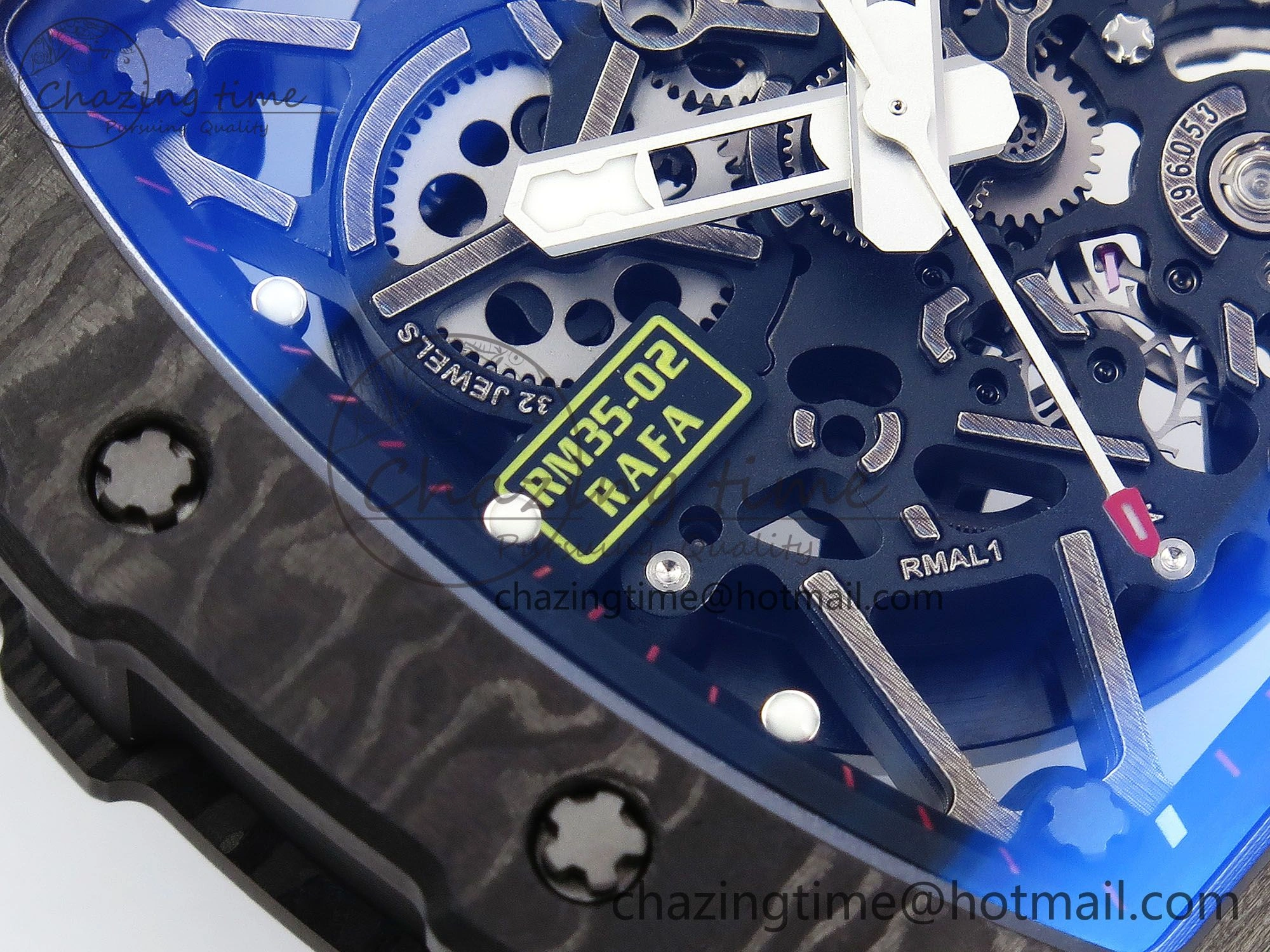 Timeless RM035-02 NTPT ZF 1:1 Best Edition Skeleton Dial on White Rubber Strap RMAL1 Super Clone V 9284
