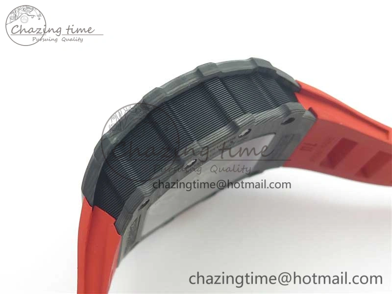 Breathable RM035-02 New Forge Carbon Pattern ‘Z’ Maker Best Edition Skeleton Dial on Red Rubber Strap MIYOTA 9457