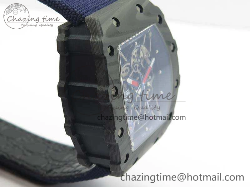 RM035-02 PSG Forged Carbon Caseback KVF Best Edition Skeleton Dial On Blue Nylon Strap MIYOTA8215 V Lightweight 9516
