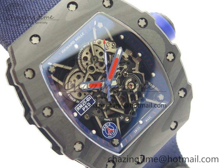 RM035-02 PSG Forged Carbon Caseback KVF Best Edition Skeleton Dial On Blue Nylon Strap MIYOTA8215 V Lightweight 9516