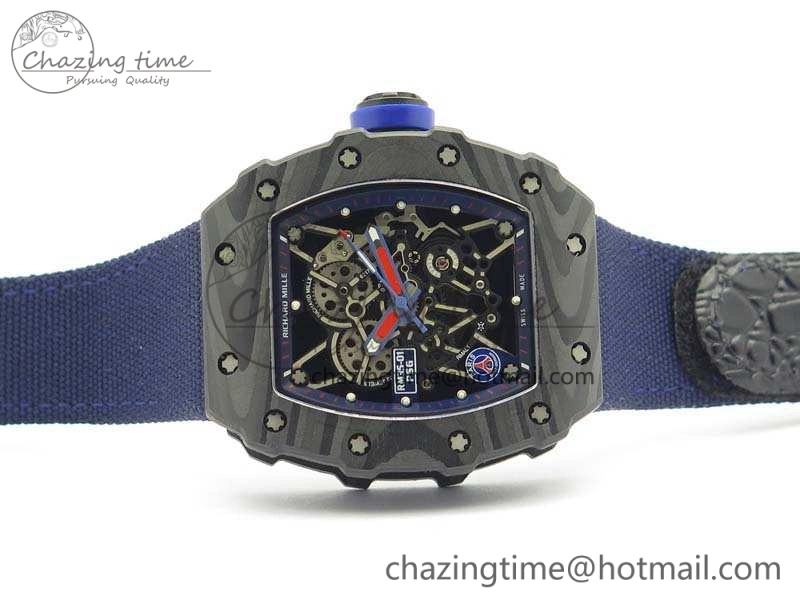 RM035-02 PSG Forged Carbon Caseback KVF Best Edition Skeleton Dial On Blue Nylon Strap MIYOTA8215 V Lightweight 9516