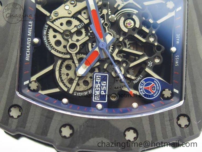 RM035-02 PSG Forged Carbon Caseback KVF Best Edition Skeleton Dial On Blue Nylon Strap MIYOTA8215 V Lightweight 9516