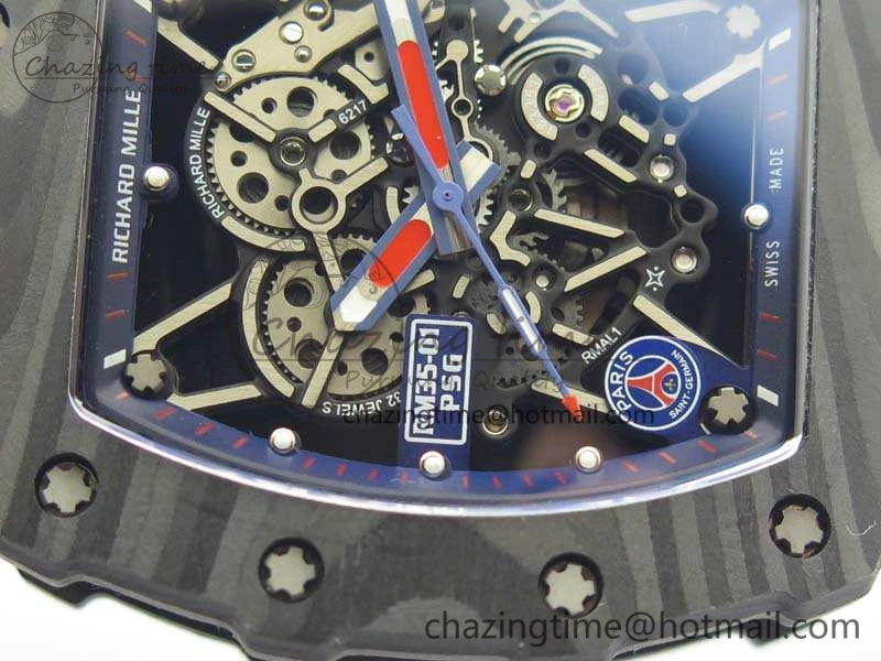 RM035-02 PSG Forged Carbon Caseback KVF Best Edition Skeleton Dial On Blue Nylon Strap MIYOTA8215 V Lightweight 9516