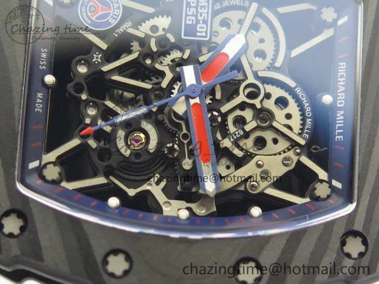 RM035-02 PSG Forged Carbon Caseback KVF Best Edition Skeleton Dial On Blue Nylon Strap MIYOTA8215 V Lightweight 9516