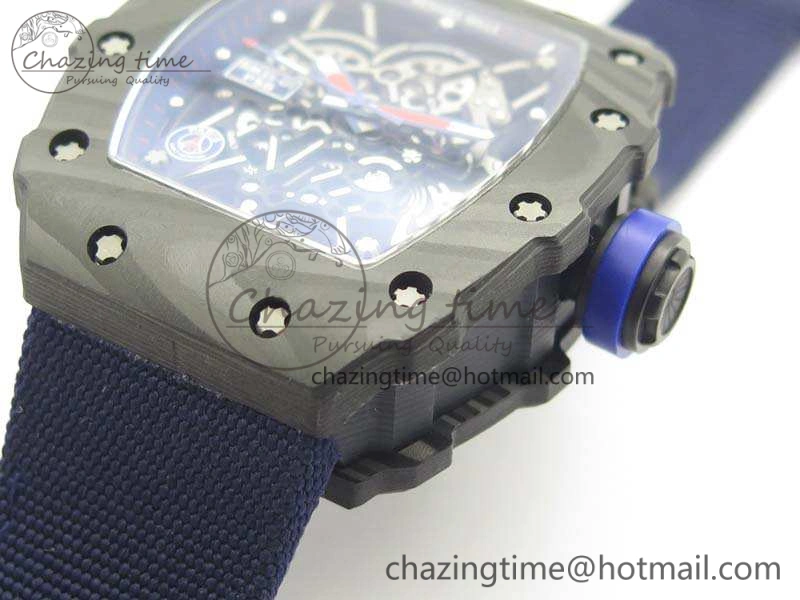 RM035-02 PSG Forged Carbon Caseback KVF Best Edition Skeleton Dial On Blue Nylon Strap MIYOTA8215 V Lightweight 9516