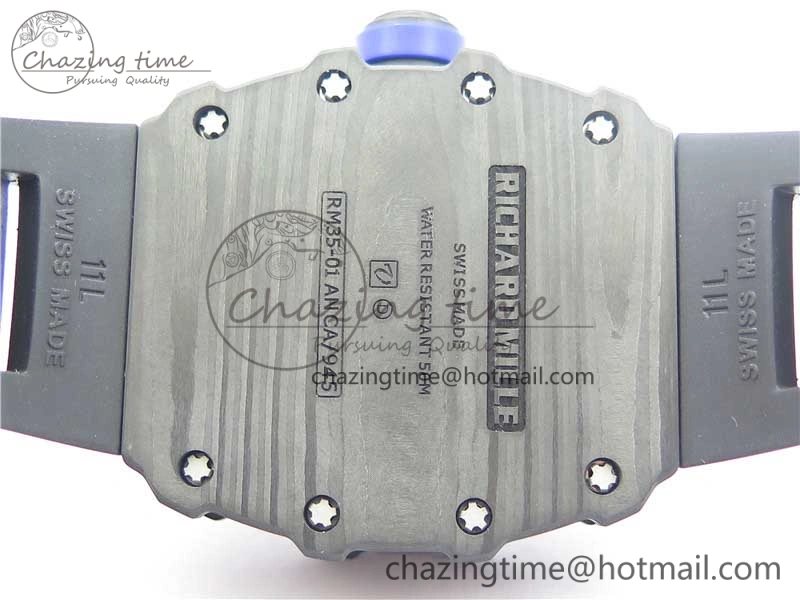 Packable RM035-02 PSG KVF Best Edition Solid Caseback Skeleton Dial Blue on Black Rubber Strap MIYOTA8215 V 9444