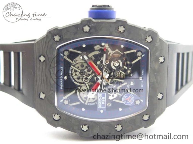 Packable RM035-02 PSG KVF Best Edition Solid Caseback Skeleton Dial Blue on Black Rubber Strap MIYOTA8215 V 9444