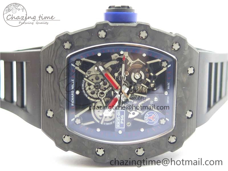 Packable RM035-02 PSG KVF Best Edition Solid Caseback Skeleton Dial Blue on Black Rubber Strap MIYOTA8215 V 9444