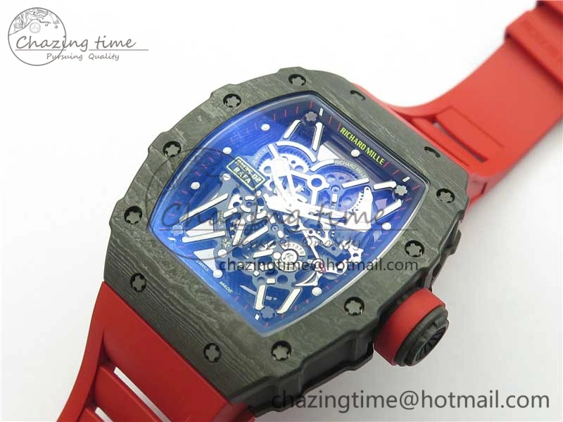 Practical RM035-02 REAL NTPT ZF X ABD UPGRADED 1:1 BEST EDITION SKELETON DIAL ON RED RUBBER STRAP NH05A V 9417