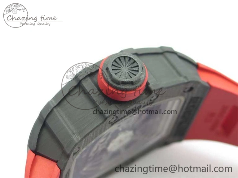 Practical RM035-02 REAL NTPT ZF X ABD UPGRADED 1:1 BEST EDITION SKELETON DIAL ON RED RUBBER STRAP NH05A V 9417