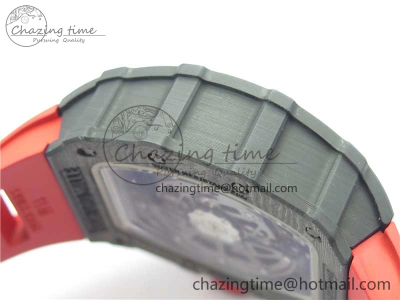 Practical RM035-02 REAL NTPT ZF X ABD UPGRADED 1:1 BEST EDITION SKELETON DIAL ON RED RUBBER STRAP NH05A V 9417
