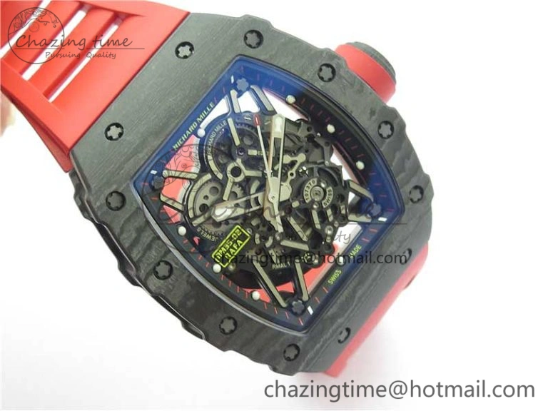 Practical RM035-02 REAL NTPT ZF X ABD UPGRADED 1:1 BEST EDITION SKELETON DIAL ON RED RUBBER STRAP NH05A V 9417