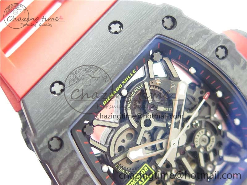 Practical RM035-02 REAL NTPT ZF X ABD UPGRADED 1:1 BEST EDITION SKELETON DIAL ON RED RUBBER STRAP NH05A V 9417