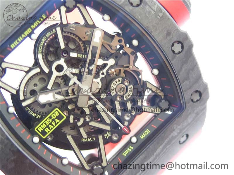 Practical RM035-02 REAL NTPT ZF X ABD UPGRADED 1:1 BEST EDITION SKELETON DIAL ON RED RUBBER STRAP NH05A V 9417