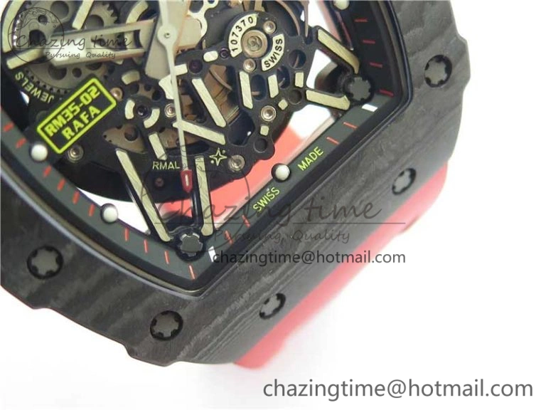 Practical RM035-02 REAL NTPT ZF X ABD UPGRADED 1:1 BEST EDITION SKELETON DIAL ON RED RUBBER STRAP NH05A V 9417