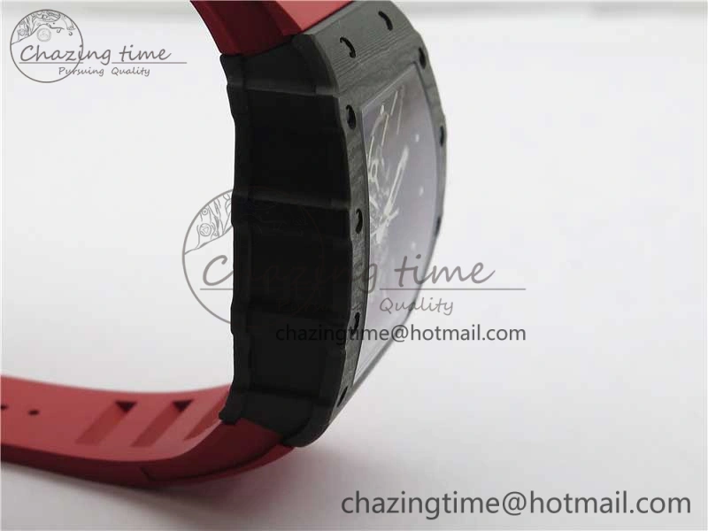 Practical RM035-02 REAL NTPT ZF X ABD UPGRADED 1:1 BEST EDITION SKELETON DIAL ON RED RUBBER STRAP NH05A V 9417