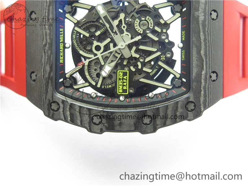Practical RM035-02 REAL NTPT ZF X ABD UPGRADED 1:1 BEST EDITION SKELETON DIAL ON RED RUBBER STRAP NH05A V 9417