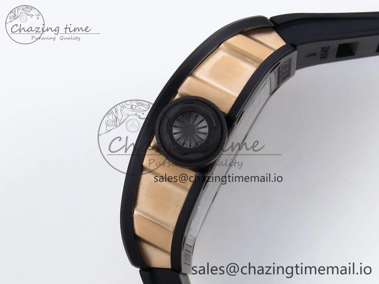 Durable RM035-02 RG Black Ceramic SONIC Best Edition Skeleton Dial on Black Rubber Strap Clone RMUL 9262