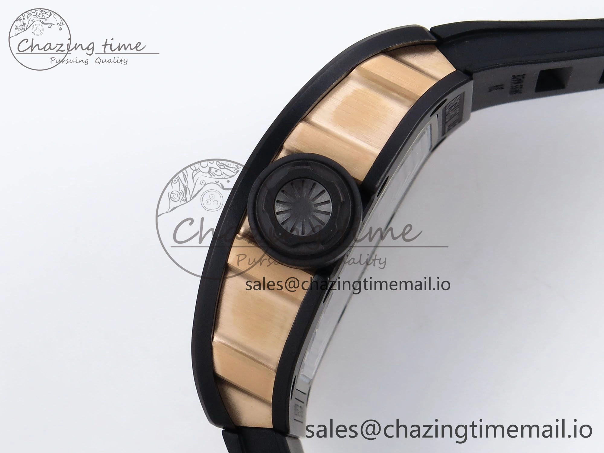 Durable RM035-02 RG Black Ceramic SONIC Best Edition Skeleton Dial on Black Rubber Strap Clone RMUL 9262