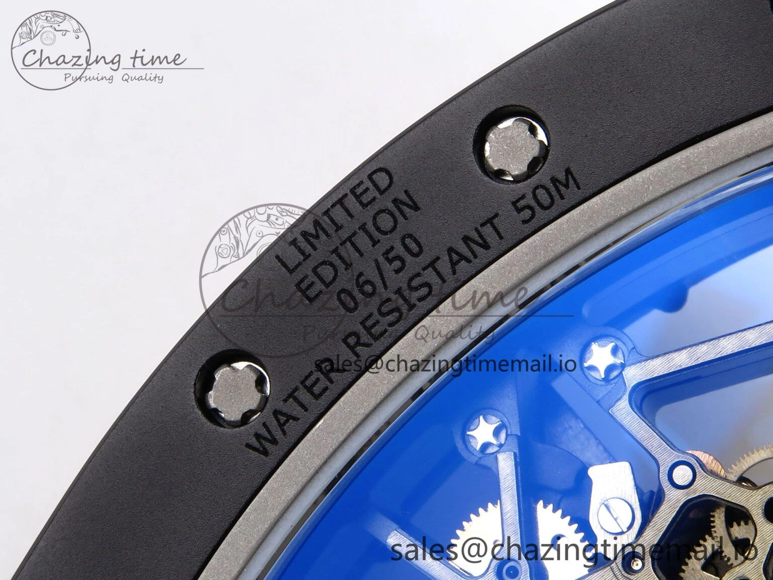 Durable RM035-02 RG Black Ceramic SONIC Best Edition Skeleton Dial on Black Rubber Strap Clone RMUL 9262