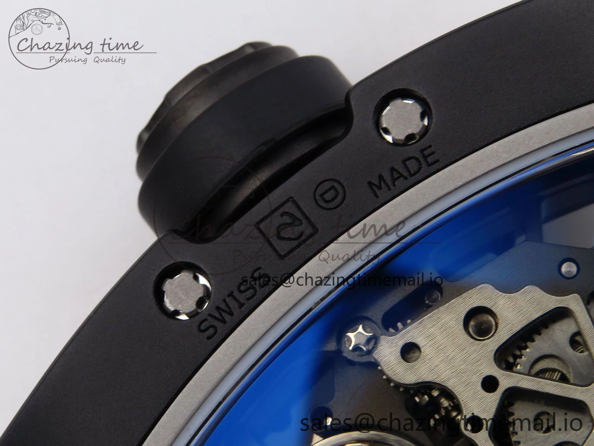 Durable RM035-02 RG Black Ceramic SONIC Best Edition Skeleton Dial on Black Rubber Strap Clone RMUL 9262