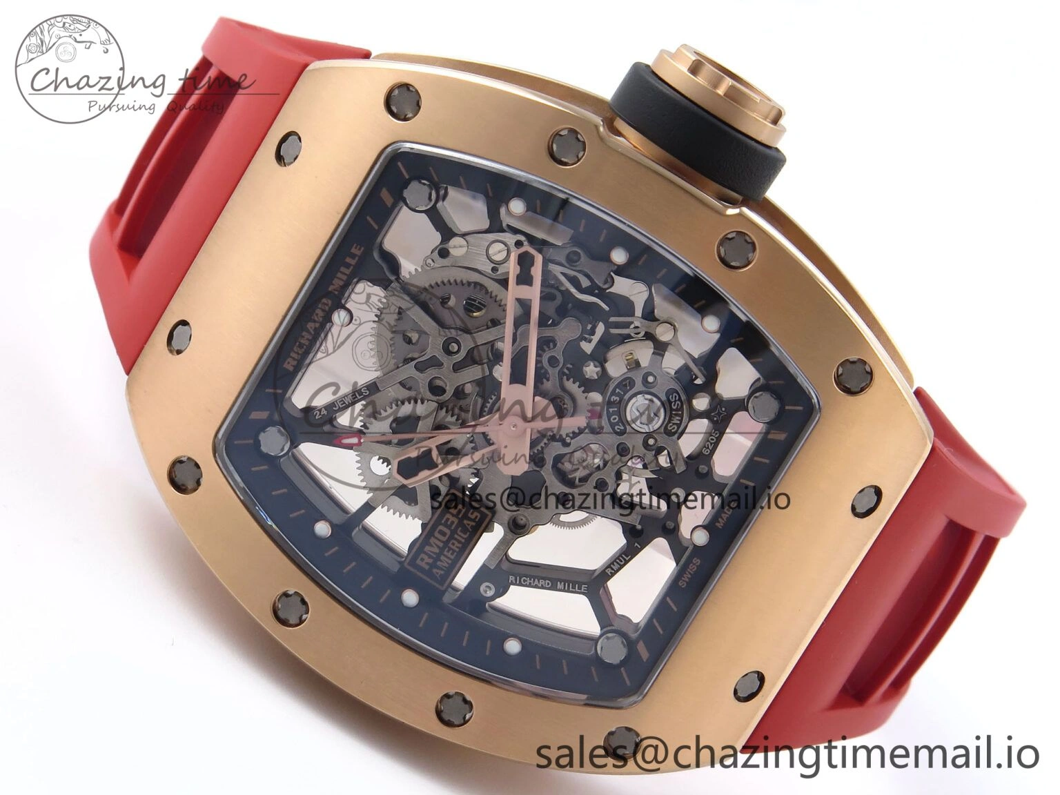 Sleek RM035-02 RG KVF 1:1 Best Edition Skeleton Dial on Red Rubber Strap Clone RMUL 9184