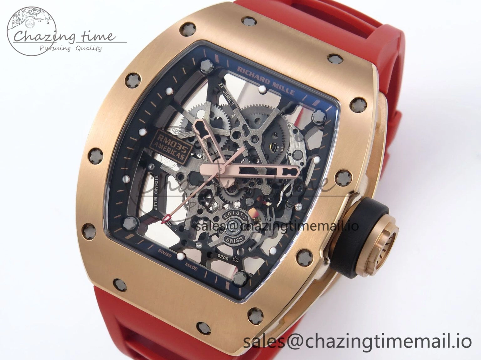 Sleek RM035-02 RG KVF 1:1 Best Edition Skeleton Dial on Red Rubber Strap Clone RMUL 9184