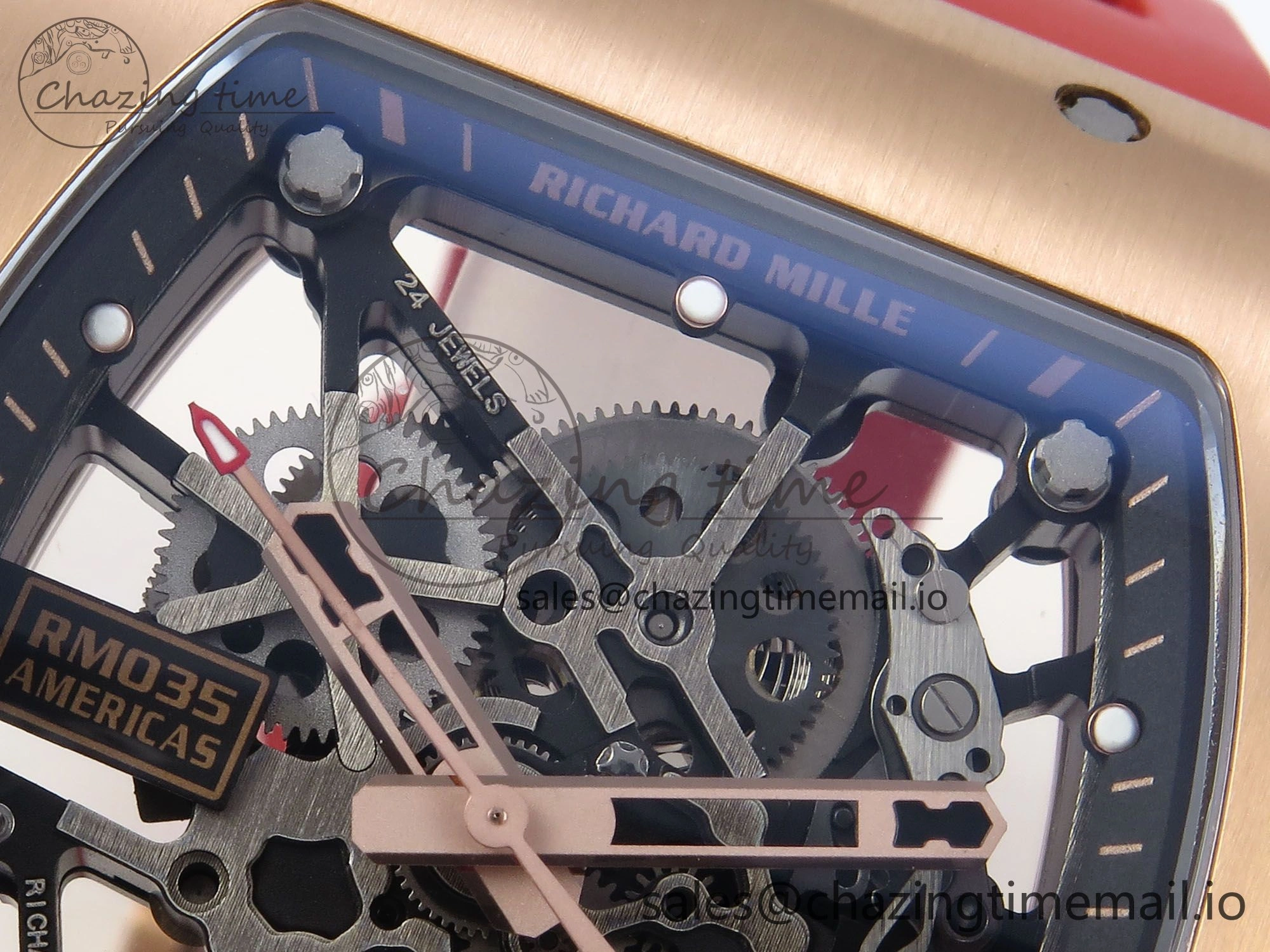 Sleek RM035-02 RG KVF 1:1 Best Edition Skeleton Dial on Red Rubber Strap Clone RMUL 9184