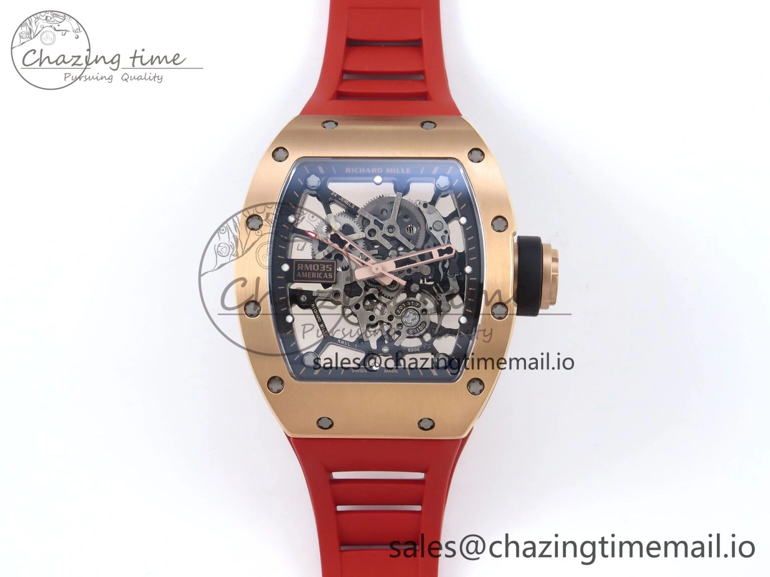 Sleek RM035-02 RG KVF 1:1 Best Edition Skeleton Dial on Red Rubber Strap Clone RMUL 9184