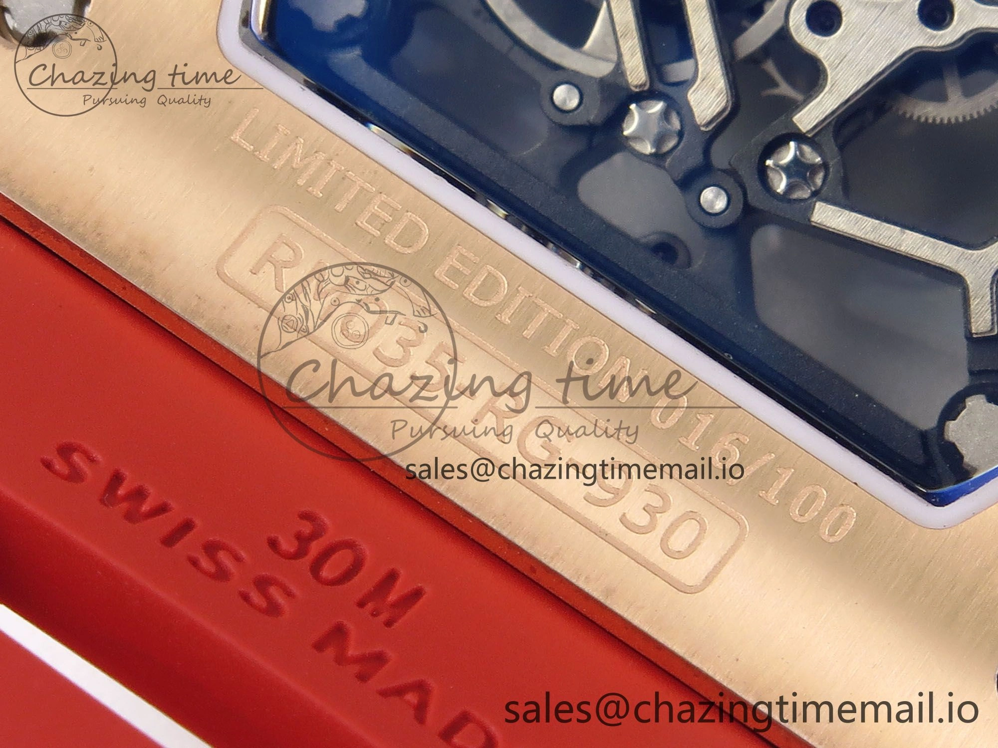 Sleek RM035-02 RG KVF 1:1 Best Edition Skeleton Dial on Red Rubber Strap Clone RMUL 9184