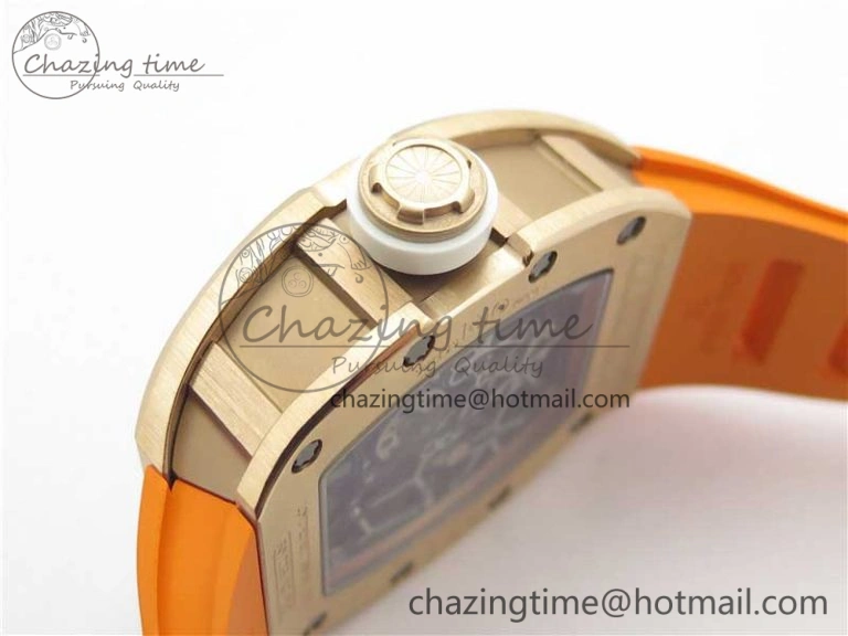 RM035-02 RG KVF Best Edition Skeleton Dial Black on Orange Rubber Strap MIYOTA SmartChoice 9453