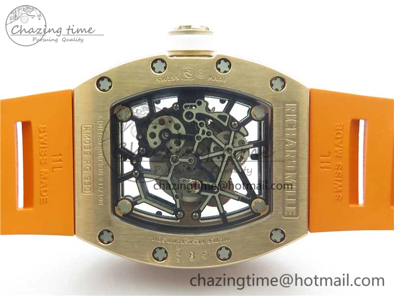 RM035-02 RG KVF Best Edition Skeleton Dial Black on Orange Rubber Strap MIYOTA SmartChoice 9453