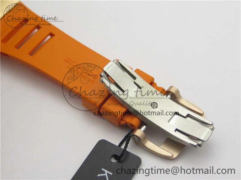 RM035-02 RG KVF Best Edition Skeleton Dial Black on Orange Rubber Strap MIYOTA SmartChoice 9453