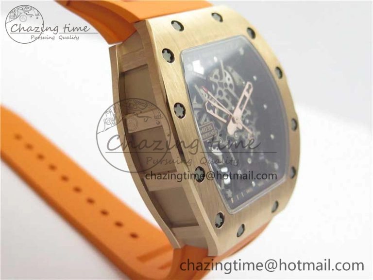 RM035-02 RG KVF Best Edition Skeleton Dial Black on Orange Rubber Strap MIYOTA SmartChoice 9453