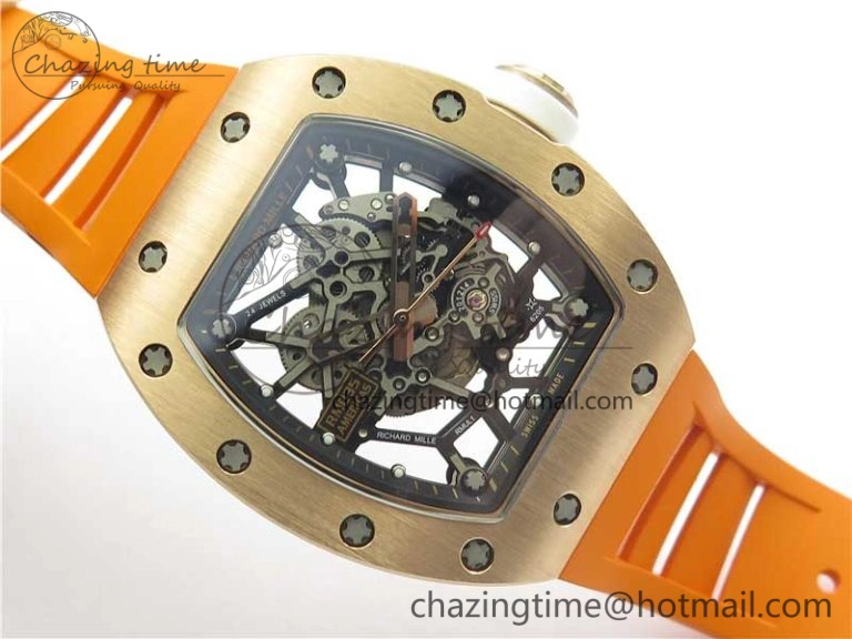 RM035-02 RG KVF Best Edition Skeleton Dial Black on Orange Rubber Strap MIYOTA SmartChoice 9453